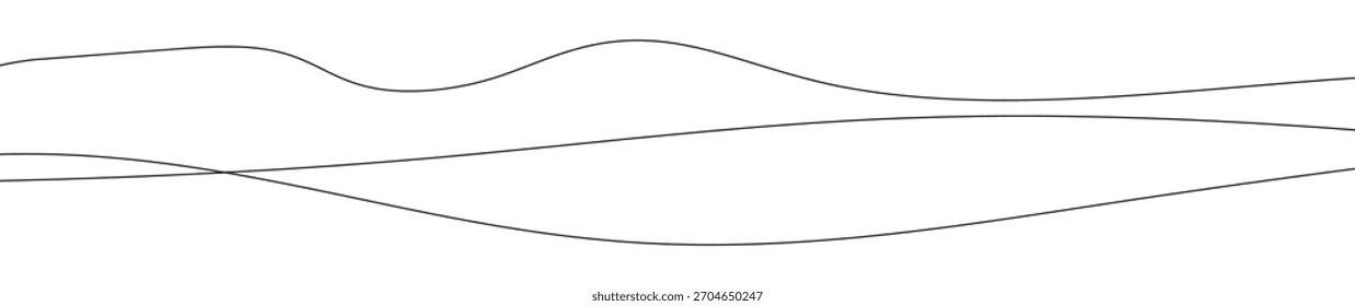 Líneas onduladas curvadas delgadas. Tres líneas onduladas negras sobre fondo blanco. Ilustración vectorial