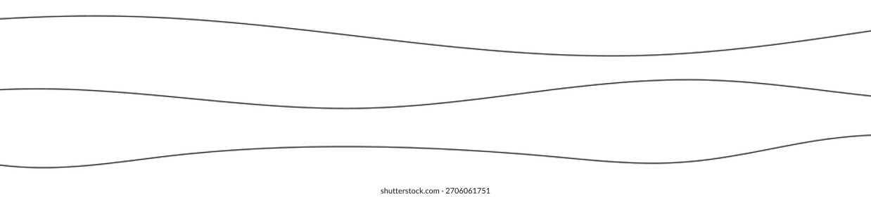 Líneas onduladas curvadas delgadas. Tres líneas onduladas negras sobre fondo blanco. Ilustración vectorial