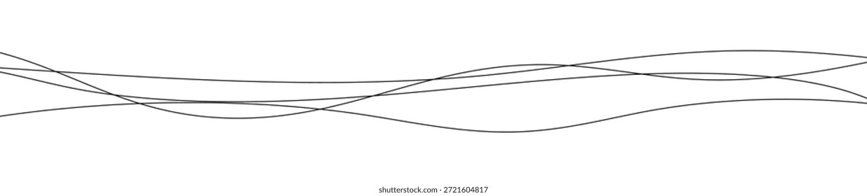 Líneas onduladas curvadas delgadas. Tres líneas onduladas negras sobre fondo blanco. Ilustración vectorial