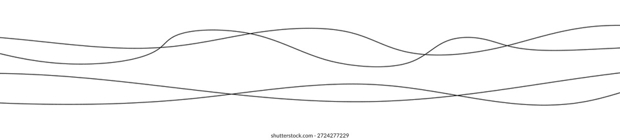 Líneas onduladas curvadas delgadas. Tres líneas onduladas negras sobre fondo blanco. Ilustración vectorial