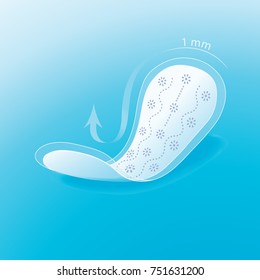 thin daily white Sanitary Napkin on blue background vector illustration 