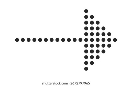 Seta tracejada fina direcionando para a direita