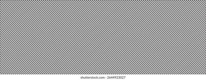 Thin diagonal line seamless pattern. Repeated fine slash lines background. Pinstripe wallpaper. Black and white tilted slanted strip backdrop. Repeating oblique linear texture overlay