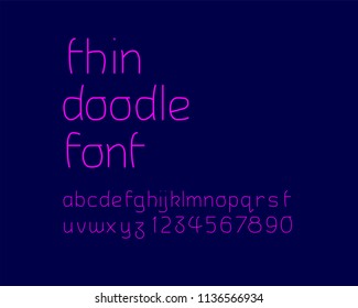 Thin doodle font set
