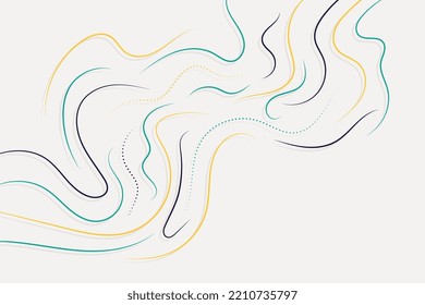 Thin and dotted colorful wave lines flow on white background