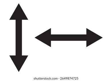 Ícone transparente de seta dupla fina. Design de símbolo de seta dupla da coleção de navegação na Web. Seta dupla horizontal preta. Vetor 10 Eps.