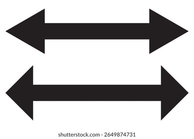 Ícone transparente de seta dupla fina. Design de símbolo de seta dupla da coleção de navegação na Web. Seta dupla horizontal preta. Vetor 10 Eps.