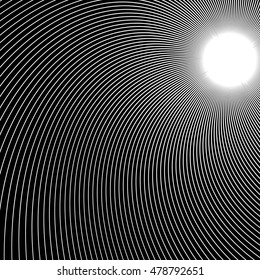 Thin dynamic curved lines monochrome geometric pattern