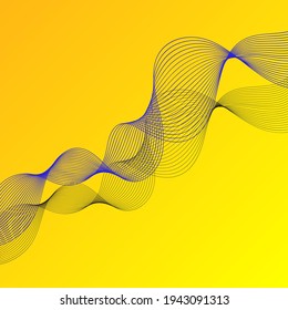 Thin dynamic curved wave lines colourful geometric background, vector illustration