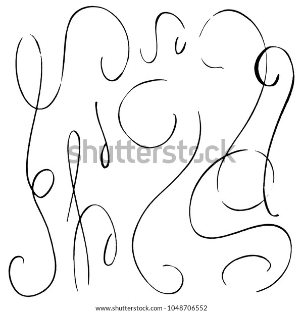 Thin elegant hand\
drawn scrolls, vector set