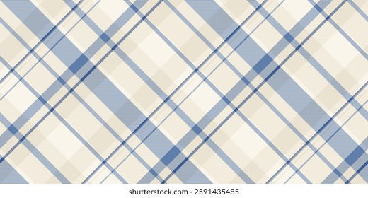 Thin fabric vector textile, multicolored plaid background seamless. 1950s texture pattern check tartan in old lace and light colors palette.