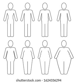 Thin Fat Body People Pictograms Different Stock Vector (Royalty Free ...