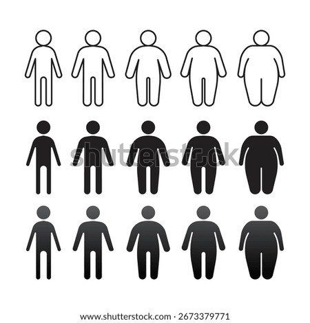 Thin and Fat Stick Characters People Vector Illustration