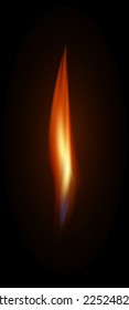 a thin flame from a match or candle