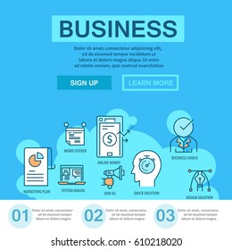 Thin flat line business concept with modern icons. Creative solution. Business vector