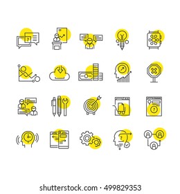 Thin flat line business icons for web, infographic, user interface and other design materials