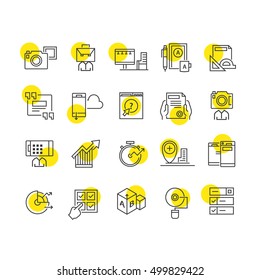 Thin flat line business icons for web, infographic, user interface and other design materials