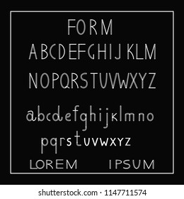 Thin font called Form on a black background.