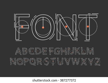 Thin font. Futuristic font. Cosmic Font. Vector alphabet set. Elegant light font. Minimal. Latin alphabet letters