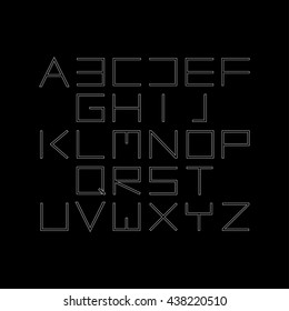 Thin font. Futuristic font. Cosmic Font. Vector alphabet set. Elegant light font. Minimal. Latin alphabet letters. Hipster font, typeface, typography, typewriter.