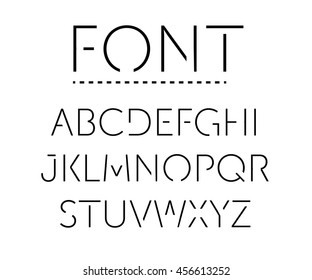 Thin font. Futuristic font. Cosmic Font. Vector alphabet set. Elegant light font. Minimal. Latin alphabet letters