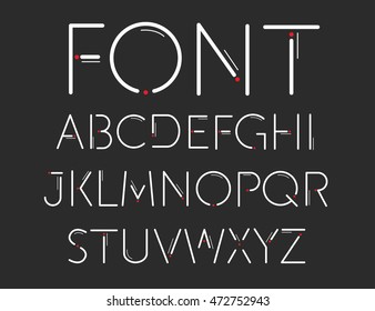 Thin font. Futuristic font. Cosmic Font. Vector alphabet set. Elegant light font. Minimal. Latin alphabet letters