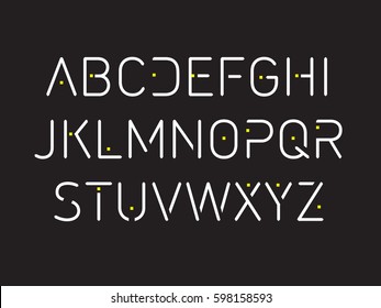 Fonte fina. Fonte futurista. Fonte Cósmica. Alfabeto vetorial definido. Fonte de luz elegante. Mínimo. Letras do alfabeto latino - vetor de ações