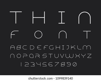 Thin font. Vector alphabet letters and numbers. Typeface design. 