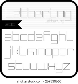Thin font,abc.
Set of letters and symbols sans serif in alphabetical order. Vector illustration.