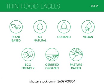 Thin food labels for packaging or indication of ingredients and product sourcing