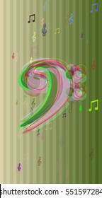 thin form at wallpaper, dream above colorful musical note vector background
