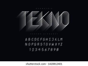 Thin geometric font design. Eps10 vector.