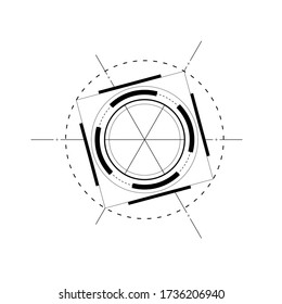 Thin geometrical form of virus in microscale in lineart style. 