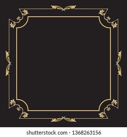 Thin gold decorative frame. An elegant element of design with the place for the text. Production of invitations, menu, cafe and boutiques. Vector.