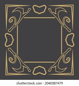 Thin gold decorative frame. An elegant element of design with the place for the text. Production of invitations, menu, cafe and boutiques. Vector.