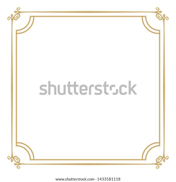 Thin\
gold decorative frame it is isolated on a white background. An\
elegant element of design with the place for the text. Production\
of invitations, menu, cafe and boutiques.\
Vector.