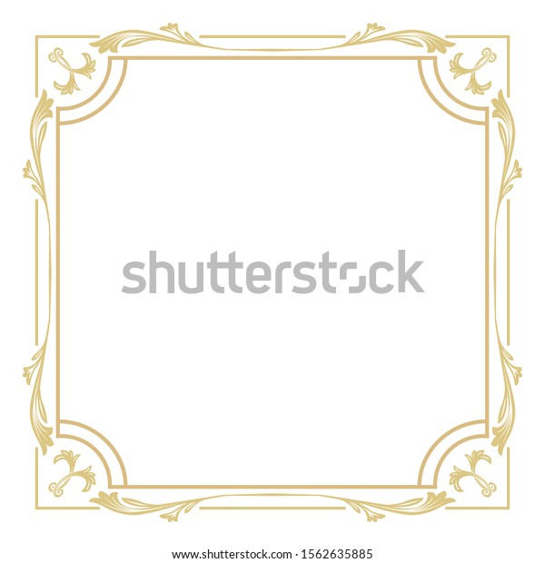 Thin\
gold decorative frame it is isolated on a white background. An\
elegant element of design with the place for the text. Production\
of invitations, menu, cafe and boutiques.\
Vector.