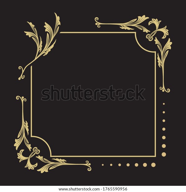 Thin\
gold decorative frame it is isolated on a black background. An\
elegant element of design with the place for the text. Production\
of invitations, menu, cafe and boutiques.\
Vector.