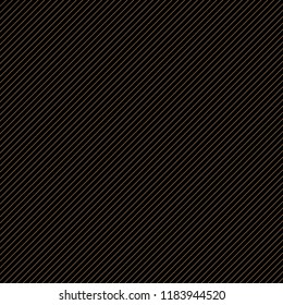 thin gold diagonal stripes on black vector background. Grid template of straight parallel lines.
