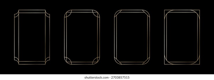 Conjunto de marco de oro delgado con elegantes bordes de línea art déco y Formas de lujo geométricas para tarjetas, Fotos, carteles y Plantillas decorativas