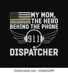Thin Gold Line American Flag My Mom 911 dispatcher svg