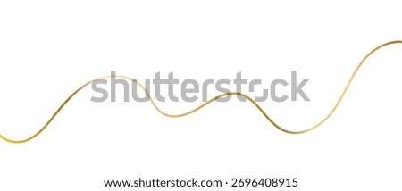 Thin gold line, string golden ribbon isolated on white background, vector illustration