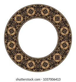 Thin gold pattern for plates, trays, dishes and souvenirs. Vector illustration.