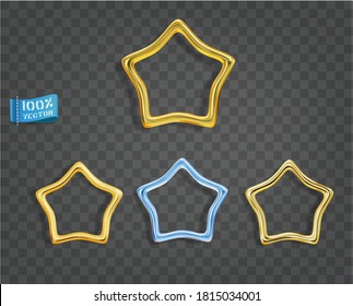 Thin Gold stars isolated on gray background. Vector set. Elements for decorative decoration of festive layouts. Premium gold icons