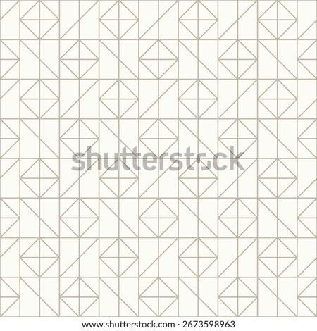 Thin golden brown outlines on light beige background, seamless geometric linear pattern. Perfect for wallpapers, textiles, packaging, wrapping paper, gold line texture