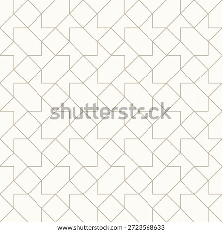Thin golden brown outlines on light beige background, seamless geometric linear pattern