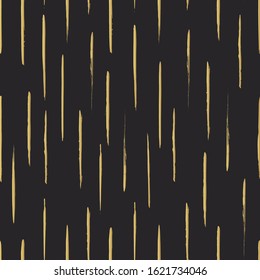 Thin golden brush strokes seamless pattern. Distressed gold paint smear texture. Vector isolated paintbrush scratch background. Chinese rough dirty wallpaper.