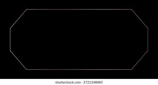 Fino quadro dourado em estilo art deco. Borda de ouro de luxo. Forma de retângulo com brilho linear. Latão brilhante brilhante boarder elemento pack para fotocard. Ilustração vetorial isolada no plano de fundo preto.