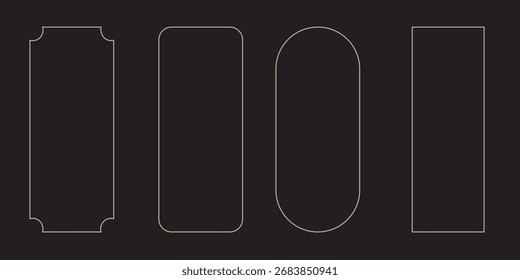Conjunto de marco de oro delgado. Colección de borde geométrico dorado en estilo art deco. Ilustración vectorial
