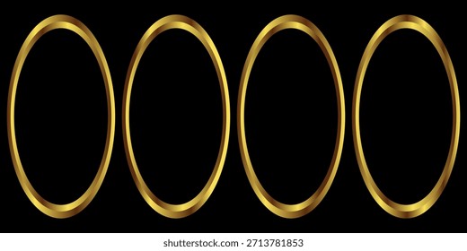 Conjunto de marco de oro delgado. Colección de borde geométrico dorado en estilo art deco. Delgado Paquete de forma rectangular brillante lineal. Paquete de elementos de tablero brillante brillante de latón para foto, cuadro, póster, tarjeta. Vector
